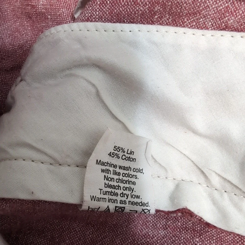 J. CREW Shorts Men's 31 Pink‎ Flat Front Linen Blend 8